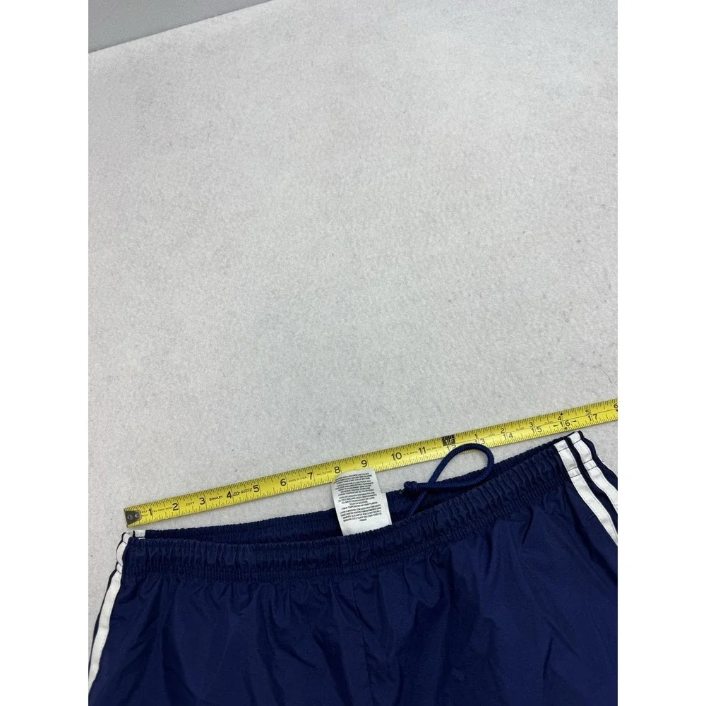 VTG Adidas Track Pants Mens Large Blue Nylon 3 Stripe Lined Zip Ankle Athletic
